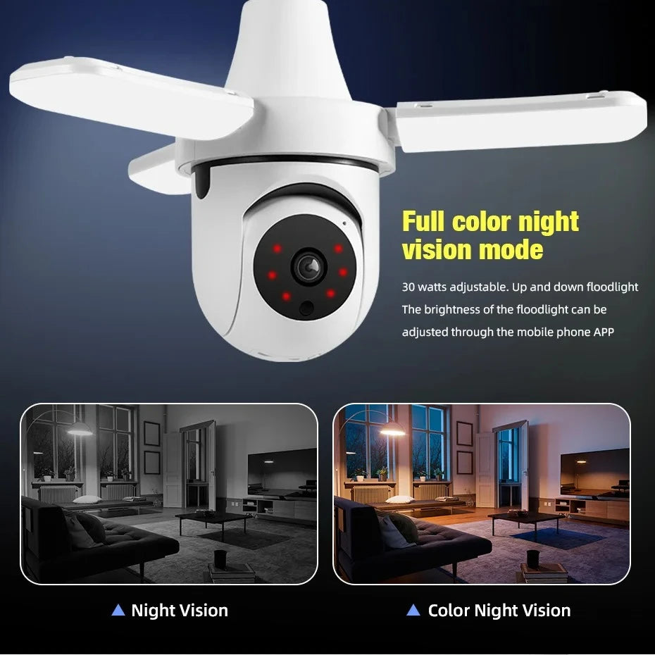 2.4G WiFi Automatic Human Tracking FloodLight Surveillance Camera E27 Bulb Indoor Camera Security Indoor Monitor Wireless