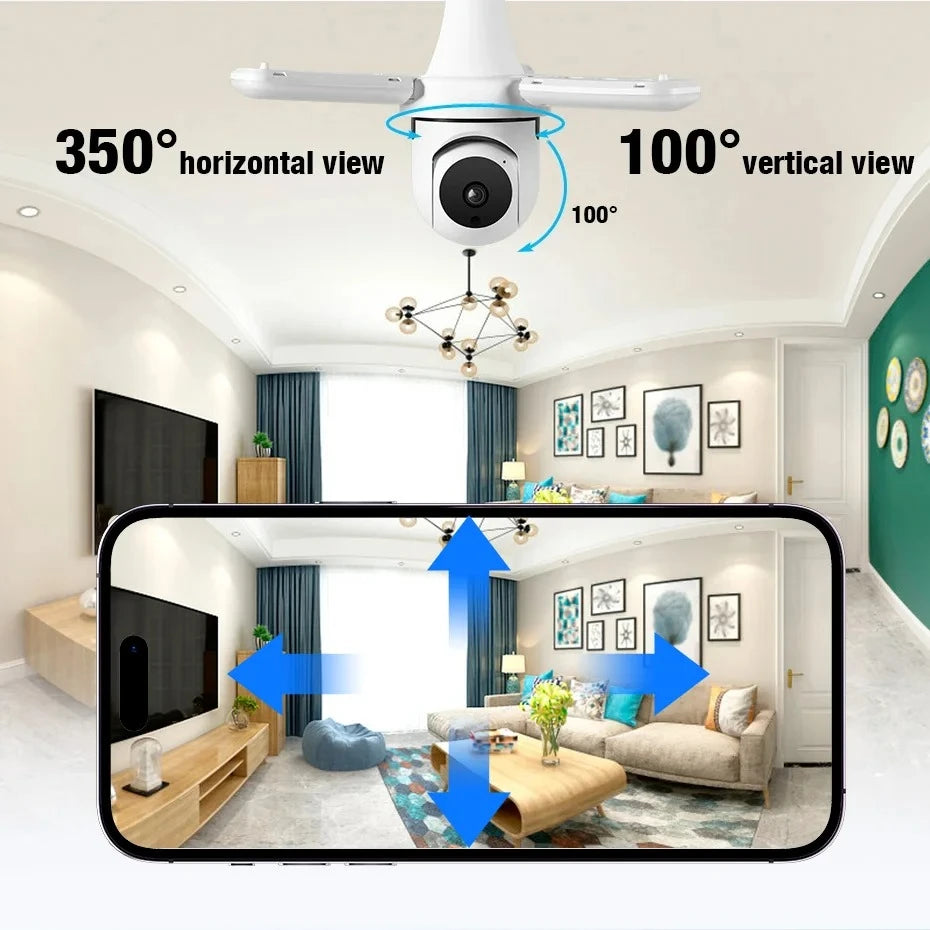 2.4G WiFi Automatic Human Tracking FloodLight Surveillance Camera E27 Bulb Indoor Camera Security Indoor Monitor Wireless